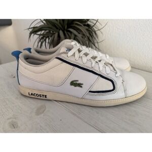 Lacoste Leather Sneakers Men Size 10 Lace Up White Casual Logo Shoes Observe 2